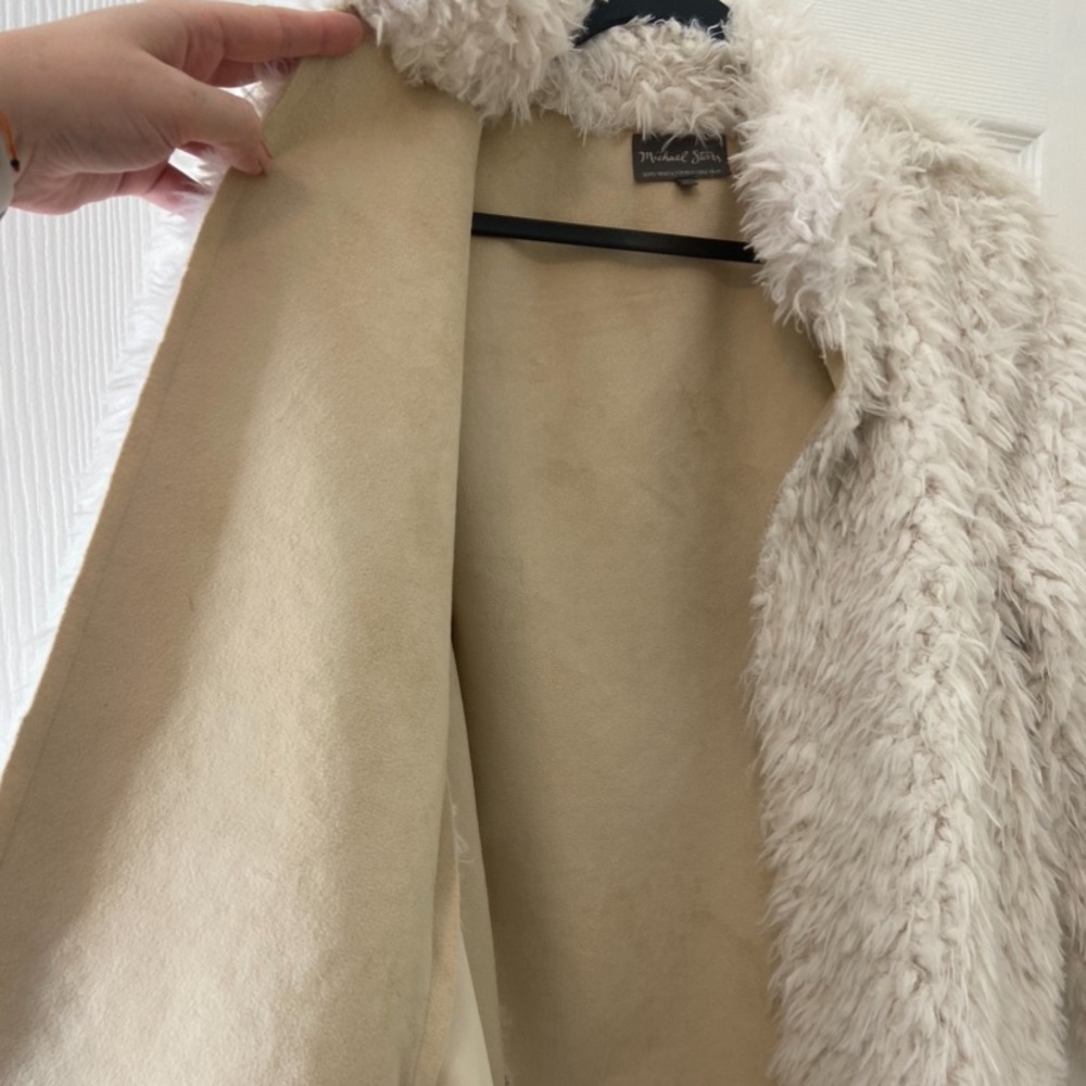 nwot michael stars reversible white teddy bear sherpa suede jacket - Picture 2 of 4
